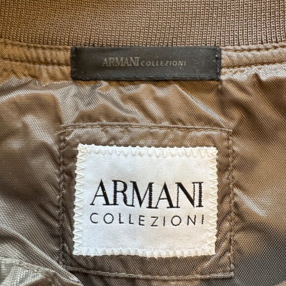 Armani Collezioni Men's Brown Packable Bomber Jacket - Picture 3 of 8